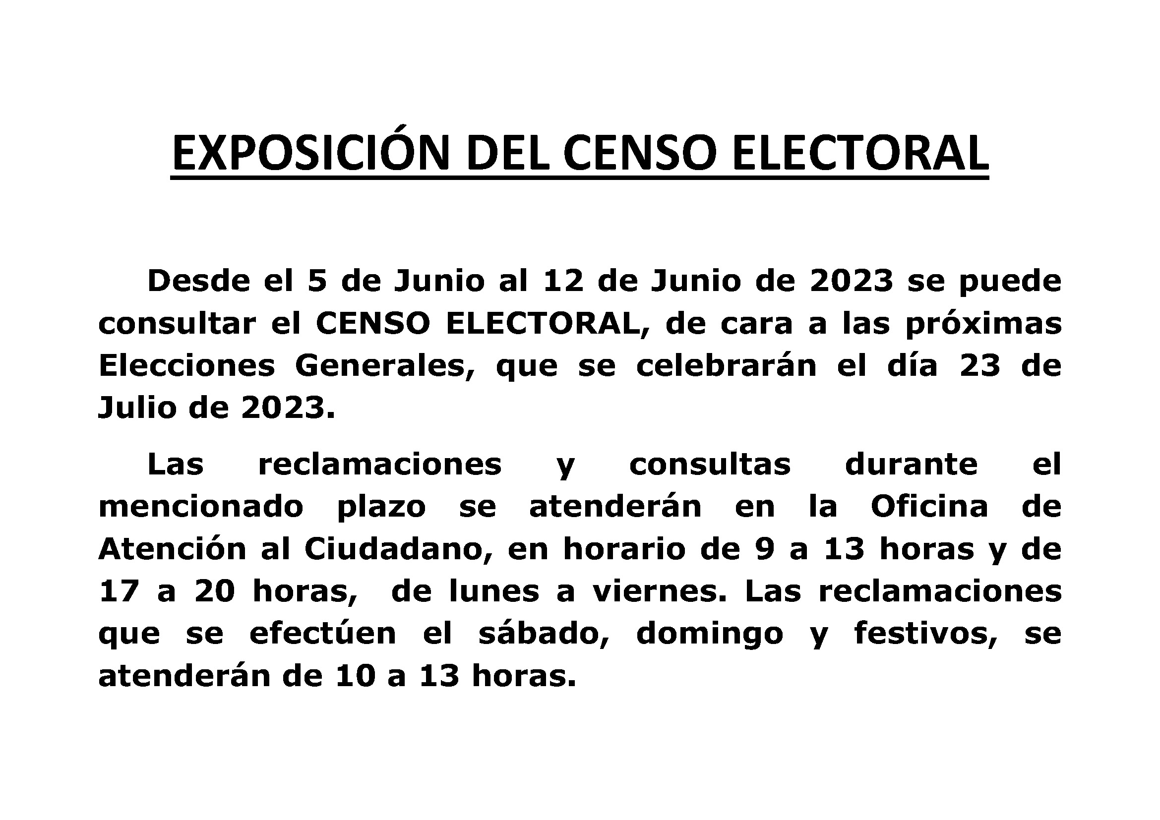 Exposicion Censo Elecciones Generales 2023